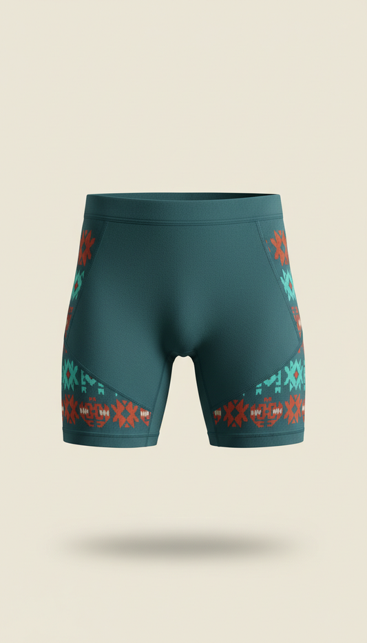 Compression Shorts with Tapa Motif